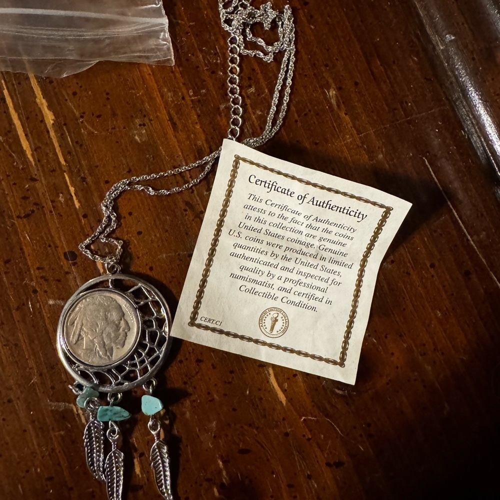 Silver Dreamcatcher Necklace with Turquoise Accents
